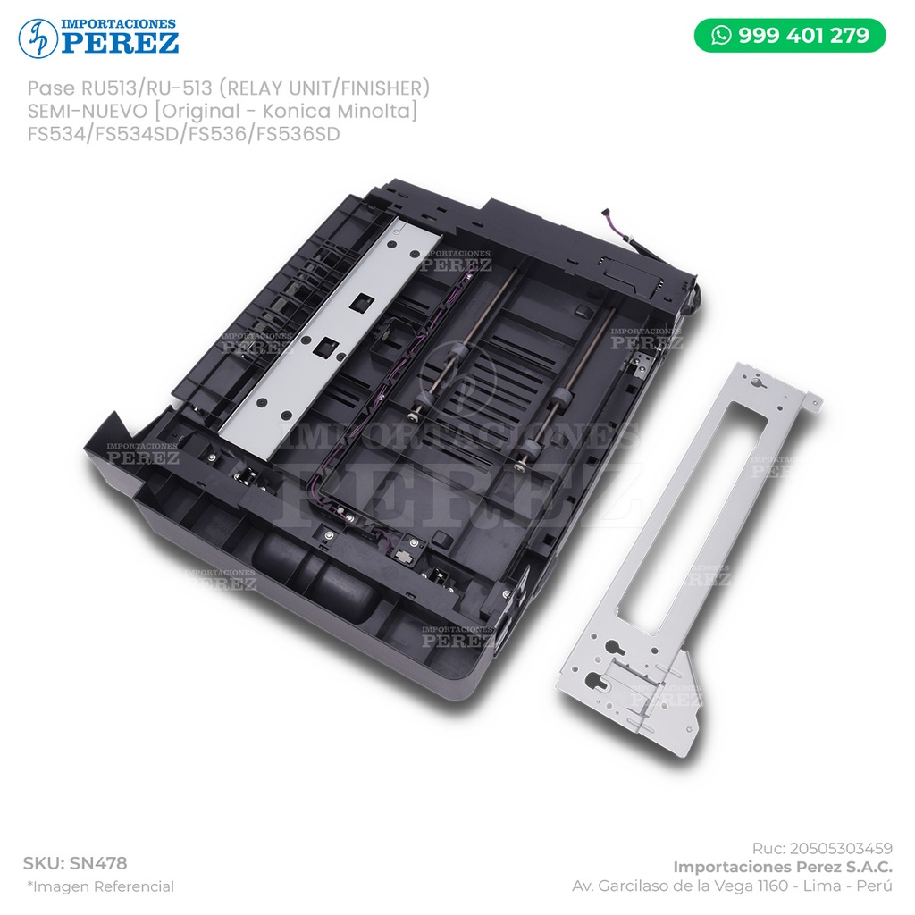 Pase RU513/RU-513 (RELAY UNIT/FINISHER) Para: FS536/FS536DS/FS534/FS534SD - SEMI-NUEVO [Original - Konica Minolta]