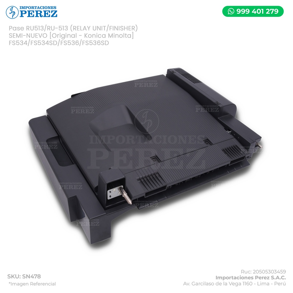 Pase RU513/RU-513 (RELAY UNIT/FINISHER) Para: FS536/FS536DS/FS534/FS534SD - SEMI-NUEVO [Original - Konica Minolta]
