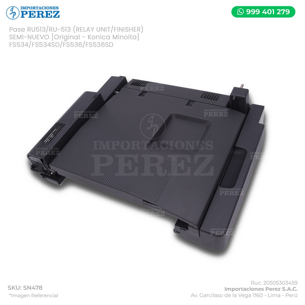 Pase RU513/RU-513 (RELAY UNIT/FINISHER) Para: FS536/FS536DS/FS534/FS534SD - SEMI-NUEVO [Original - Konica Minolta]