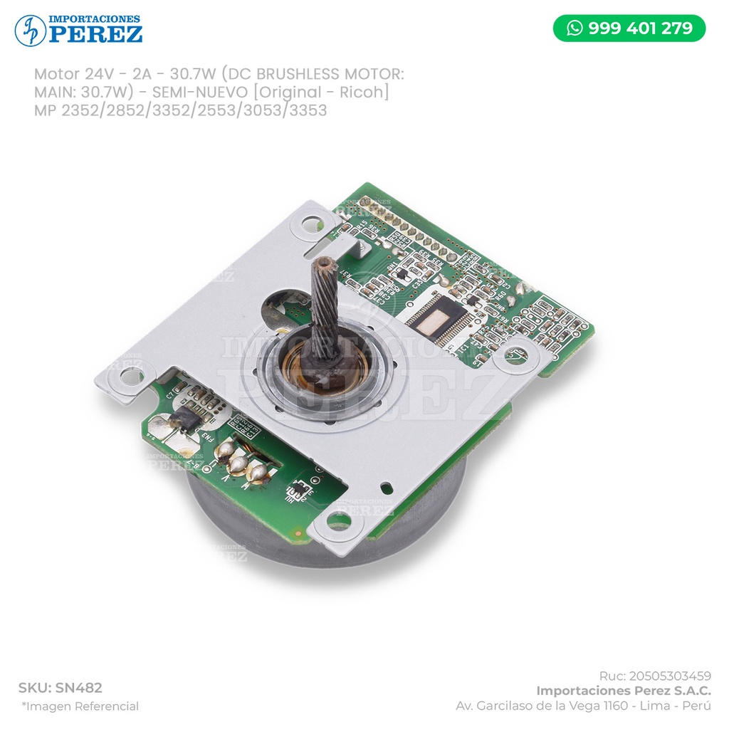 Motor 24V - 2A - 30.7W (DC BRUSHLESS MOTOR: MAIN: 30.7W) - SEMI-NUEVO [Original - Ricoh]