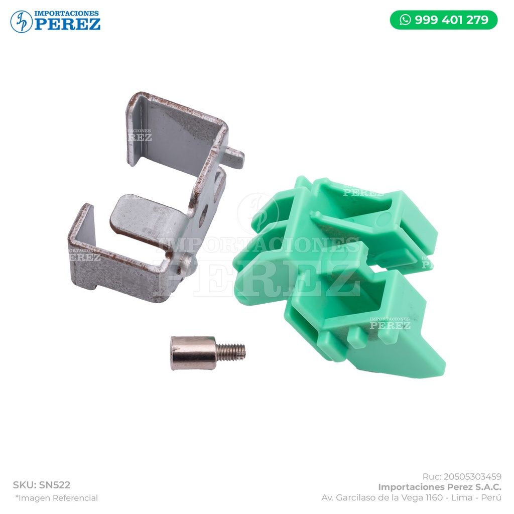 Tope Verde Comleto de Bandeja (STOPPER + MOUNTING PLATE + SHOULDER SCREW /2) - SEMI-NUEVO [Original - Konica Minolta]
