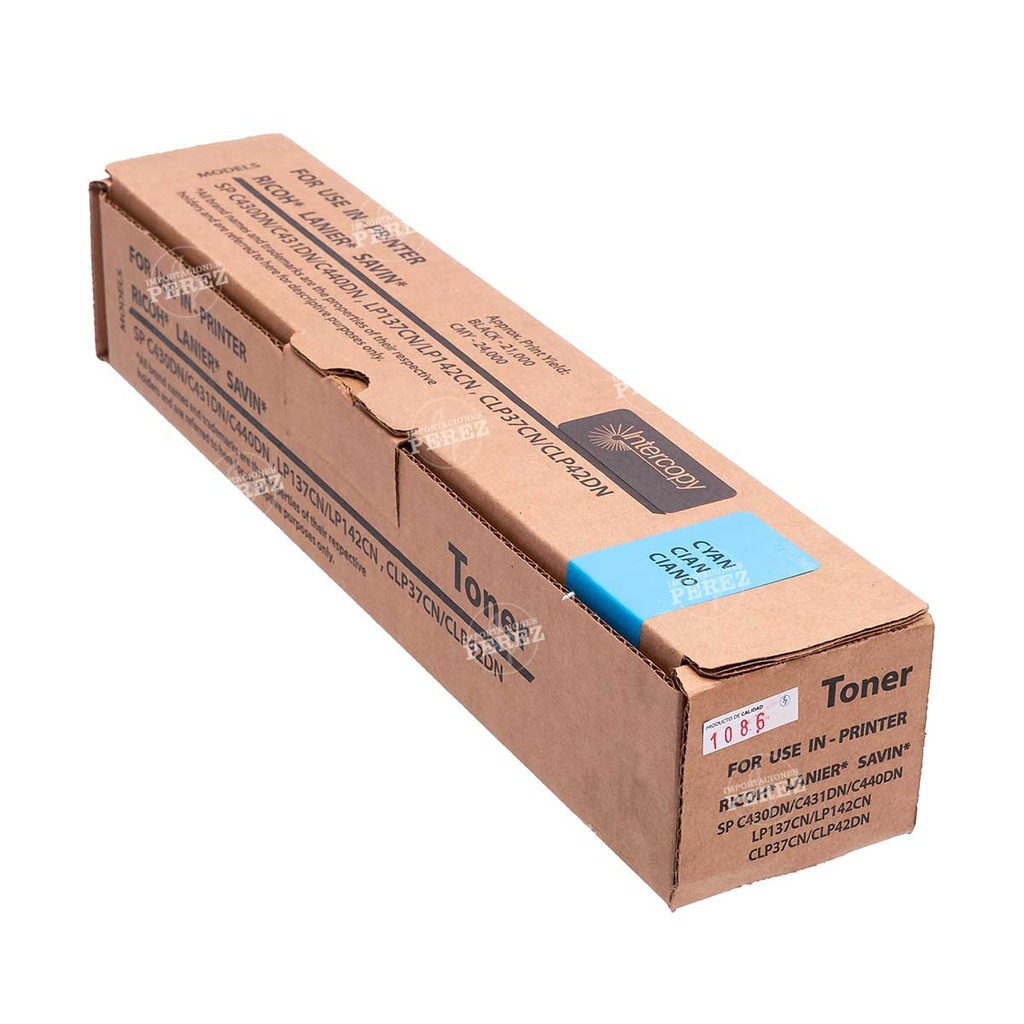 Toner Cartucho Cyan SP-C430A [Intercopy] (360g)