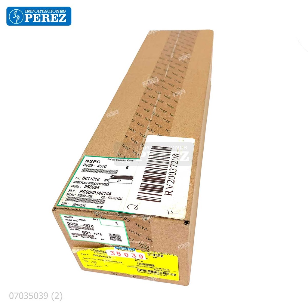 Guia [Ricoh - Original] Placa Entrada Negro (Duplex) 