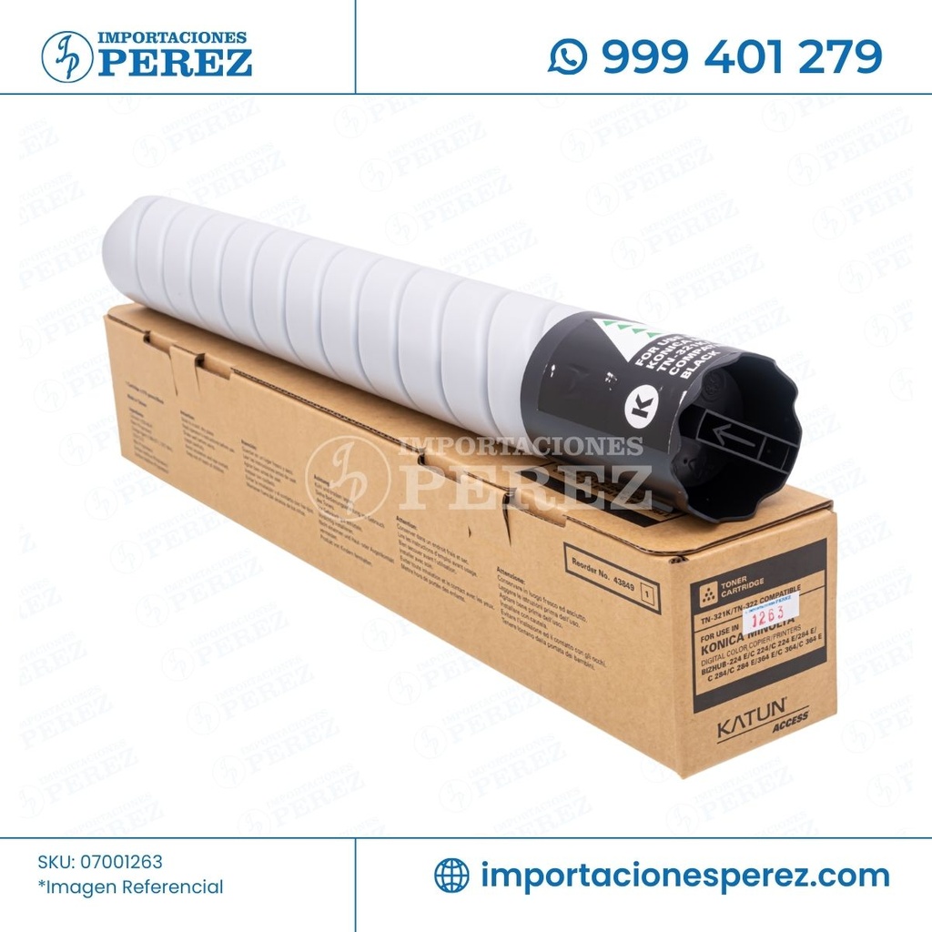 Toner Cartucho Black Konica Minolta TN321K/TN322K/TN220K/TN323 544g [Katun Access]