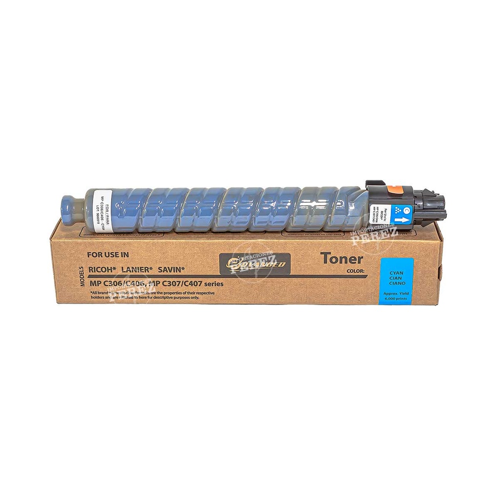 Toner Cartucho Cyan Ricoh [Intercopy] (112g) (Type MpC406) 