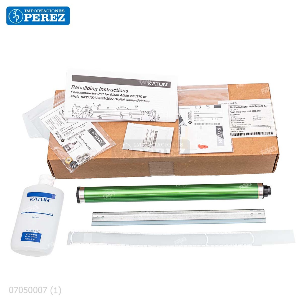 Kit Imagen Kitx07 Contiene: 01 Cilindro + 01 Cuchilla Limpieza + 02 Instructivos + 01 Sello Revelado + 01 Paño Limpieza + 01 Kit Engranajes [Katun Perfomance]