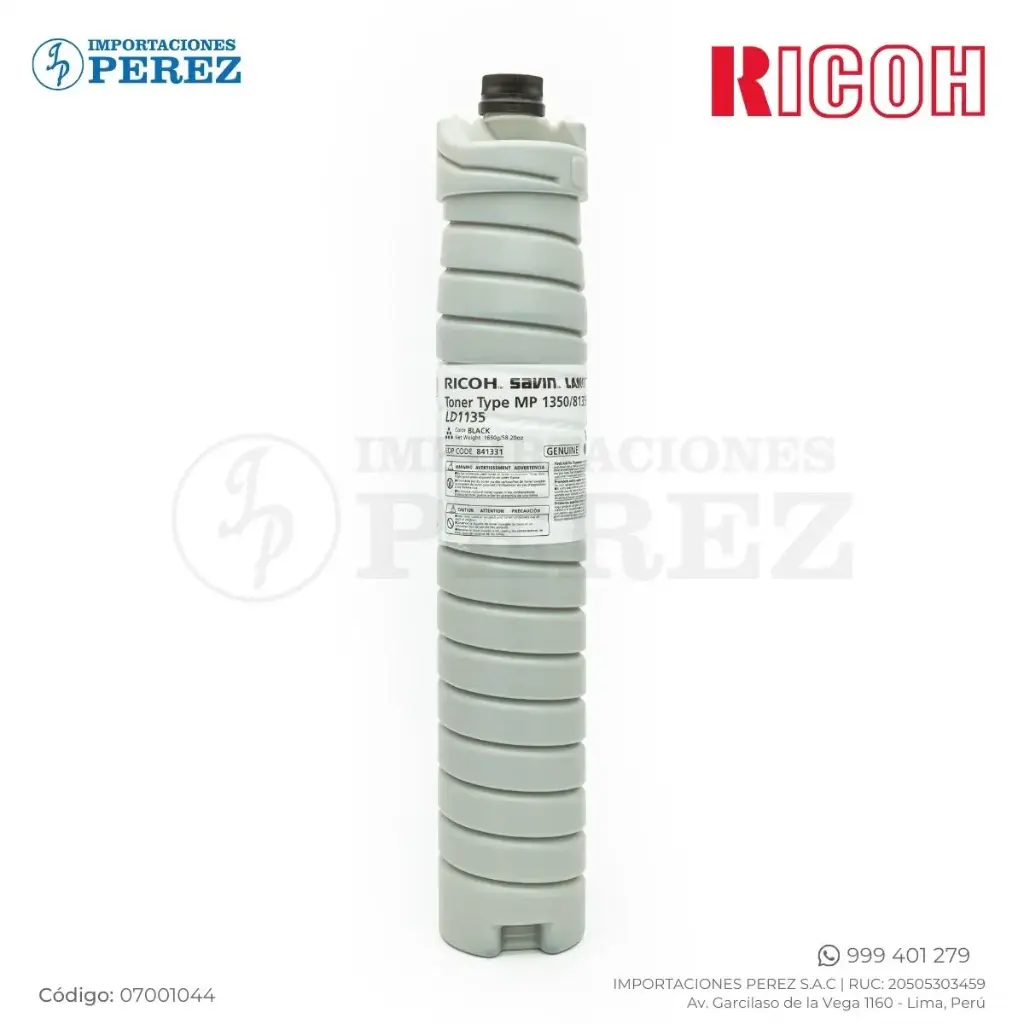 Toner Cartucho Ricoh [Original] Type MP1350 1430g 