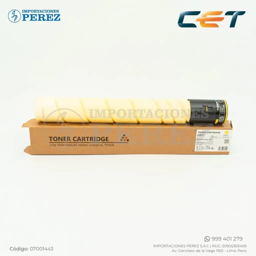 Toner Cartucho Yellow Konica Minolta [Cet] Tn223Y 416g 