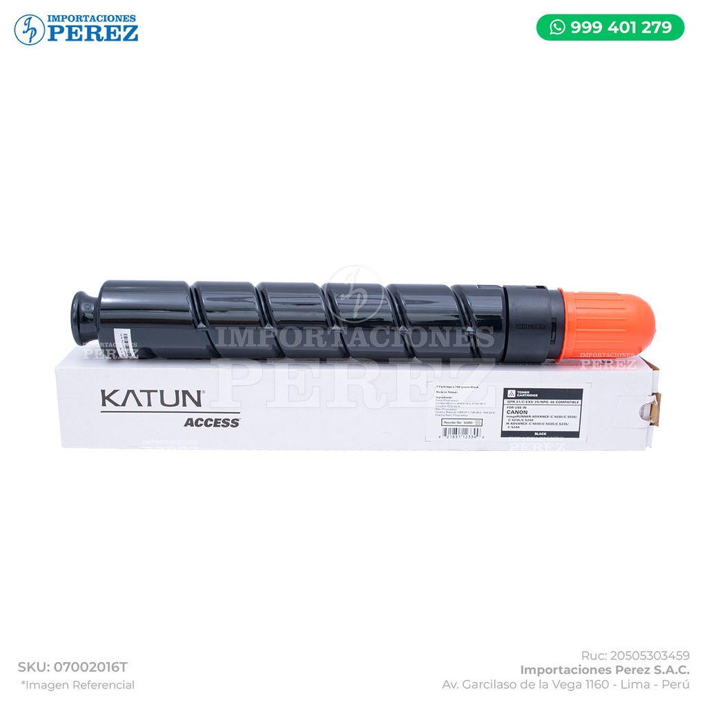 Toner Cartucho Black Canon [Katun Access]  GPR31 740g 