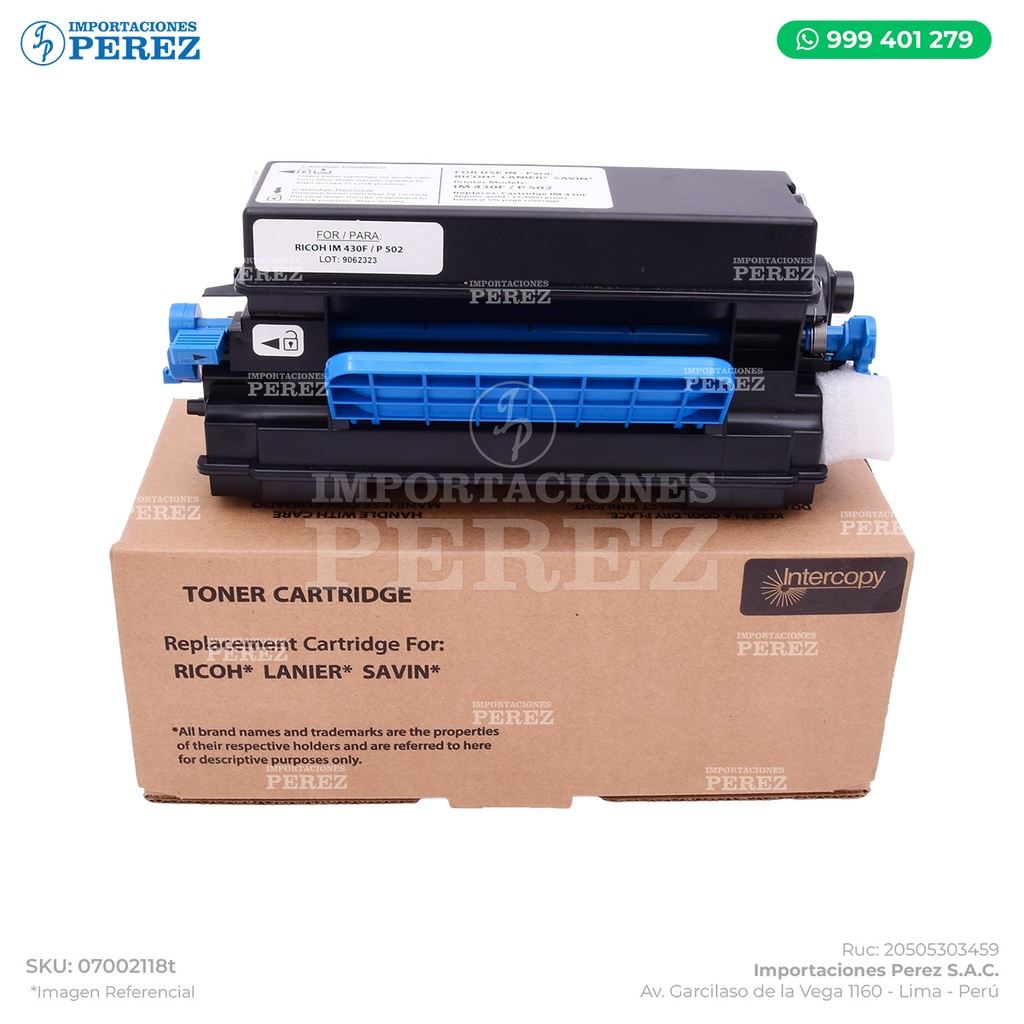 Toner Cartucho Ricoh [Intercopy] IM430 - 17.4k 
