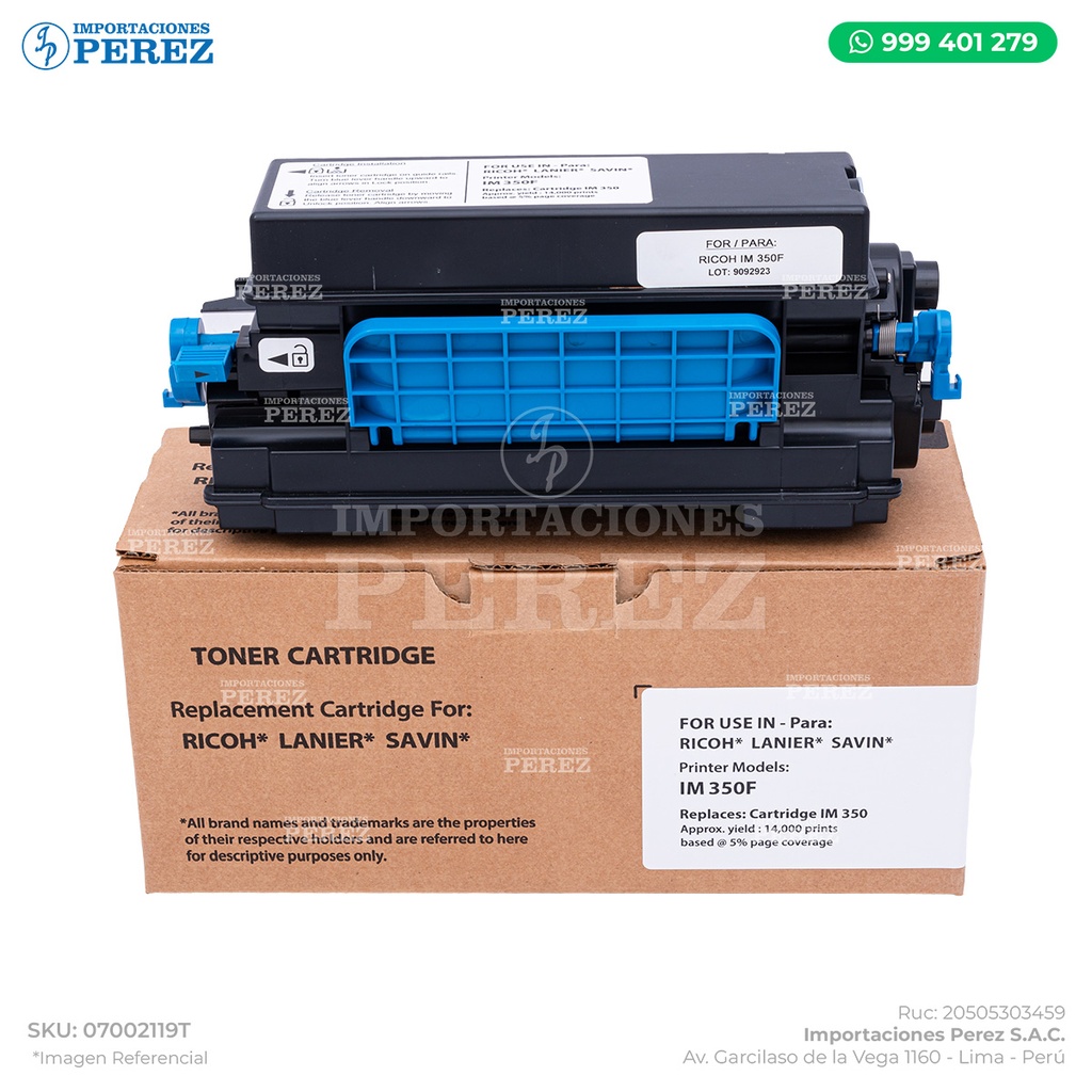 Toner Cartucho Ricoh [Intercopy] IM350 - 14.0k 