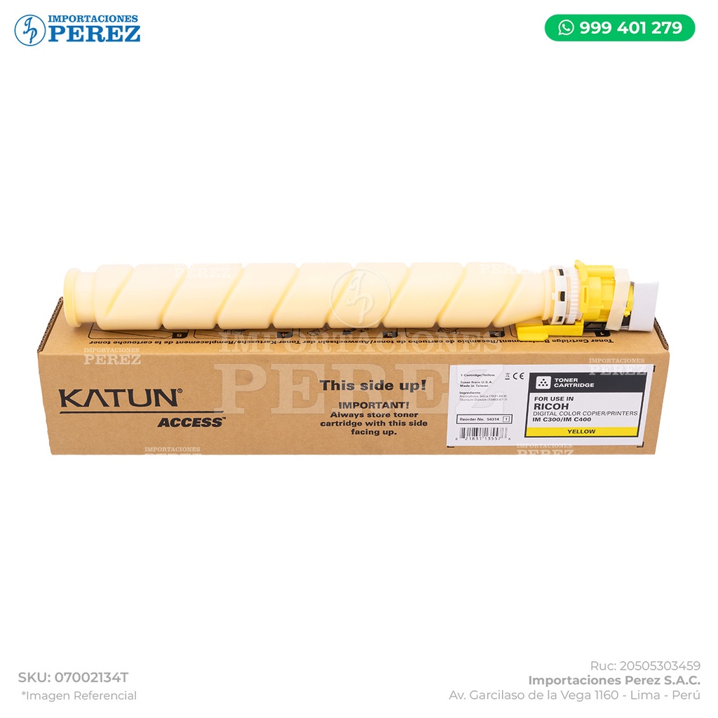 Toner Cartucho Yellow Ricoh [Katun Performance] 102g - 6K 