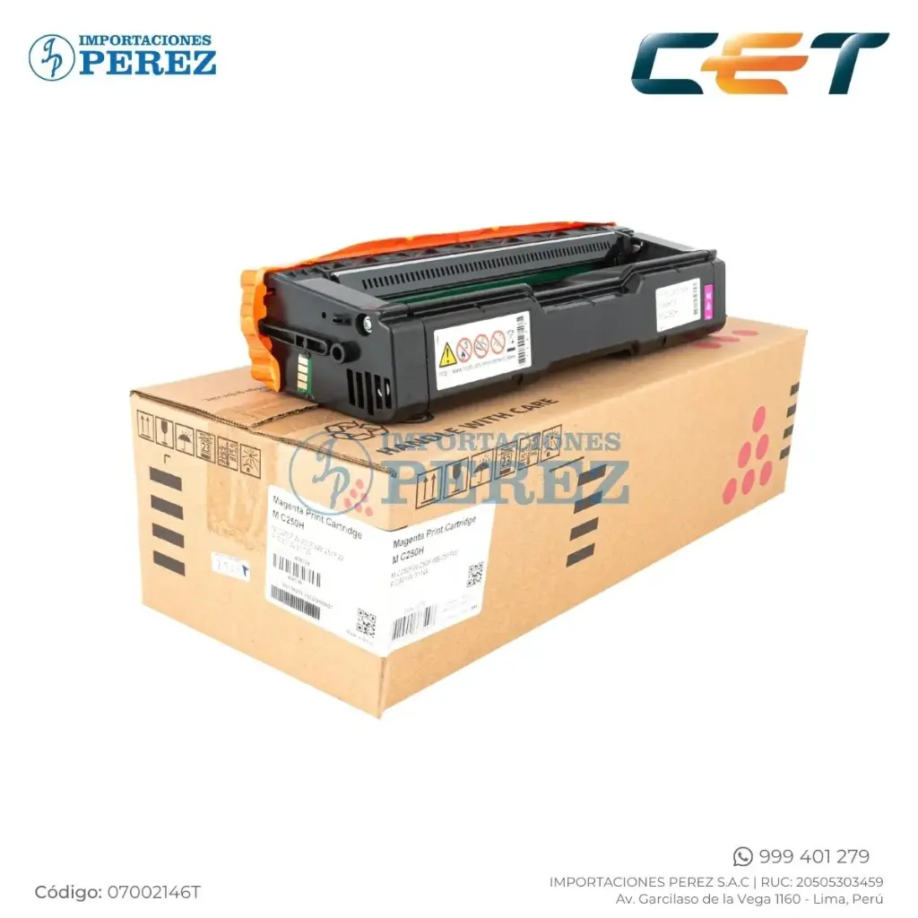 Toner Cartucho Magenta con Cilindro Ricoh [Cet] MC250H