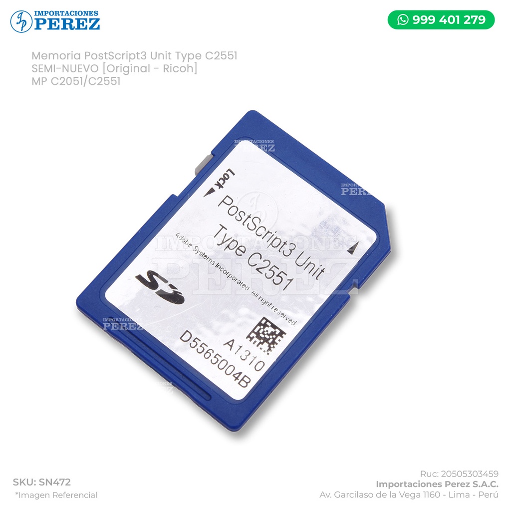 Memoria PostScript3 Unit Type C2551 - SEMI-NUEVO [Original - Ricoh]