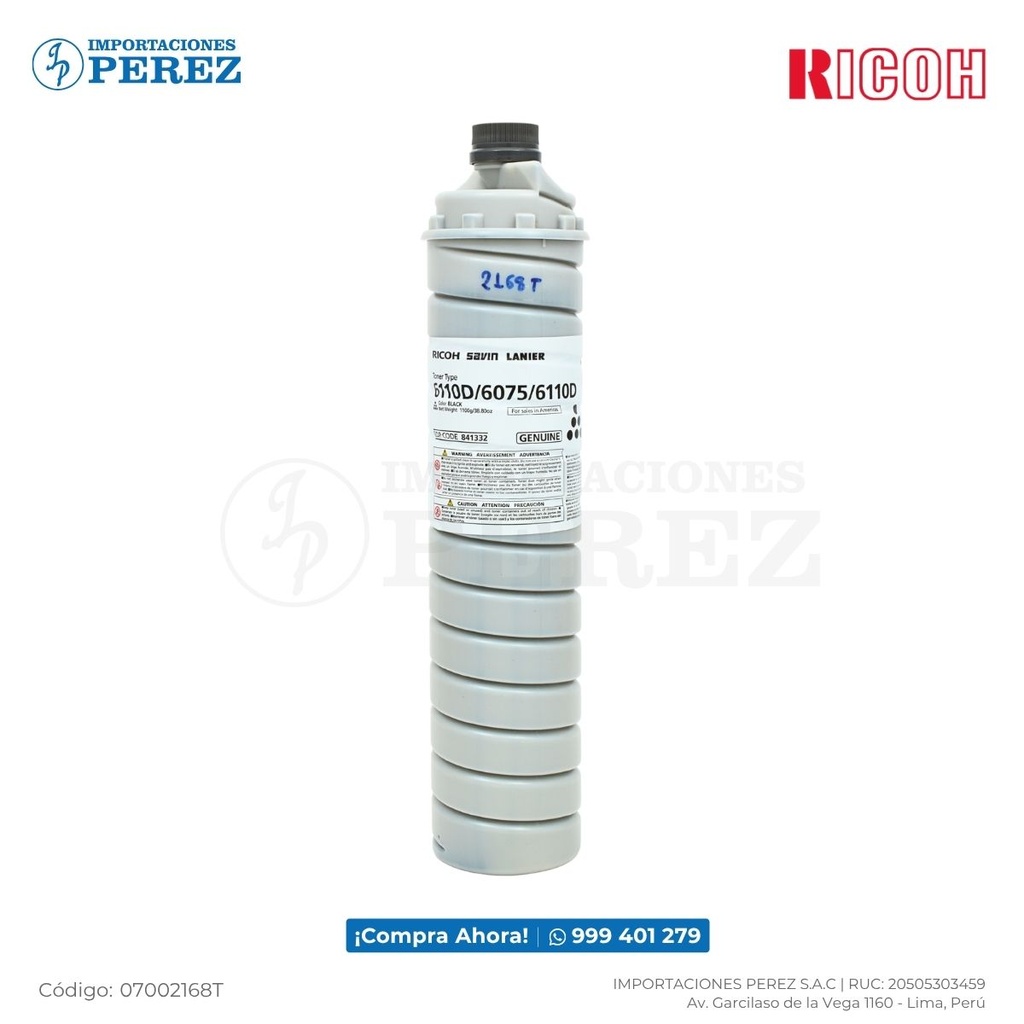 Toner Cartucho Ricoh [Original - Ricoh] Type 6110D 1100g