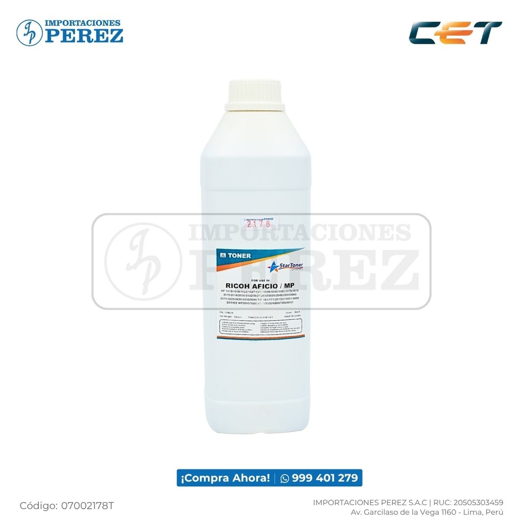 Toner Recarga Ricoh [CET] Botella/500g 