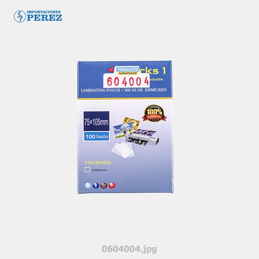 [0604004] Mica Enmicado DNI Antiguo 75x105 - 200mic (Caja x 100unds)