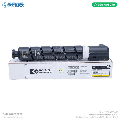 [07002027T] Toner Cartucho Yellow Canon [Katun Performance] GPR51 339g 