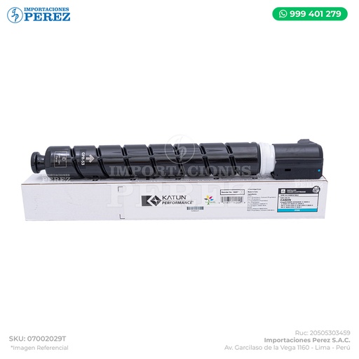 [07002029T] Toner Cartucho Cyan Canon [Katun Performance] GPR53 463g 