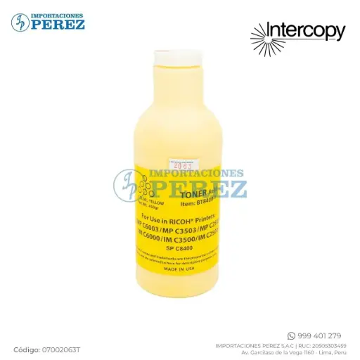 [07002063T] Toner Recarga Yellow Ricoh [Intercopy] Botella/500g 