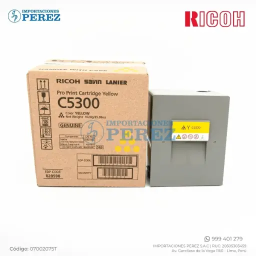 [07002075T] Toner Cartucho Yellow Ricoh [Original] 1020g 