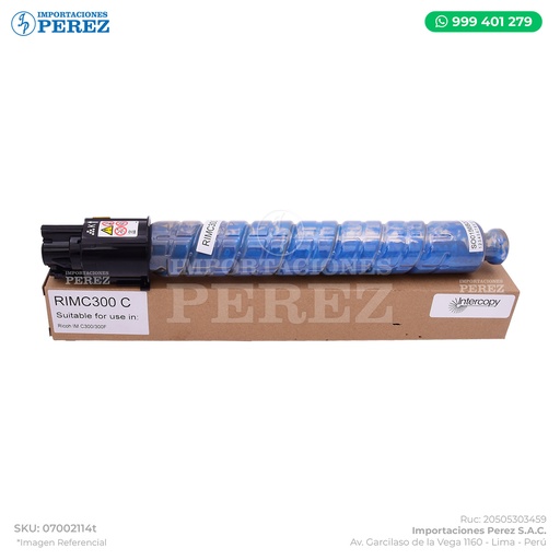 [07002114T] Toner Cartucho Cyan Ricoh [Intercopy] 102g 