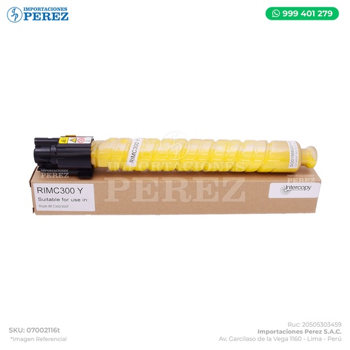 [07002116T] Toner Cartucho Yellow Ricoh [Intercopy] 102g 