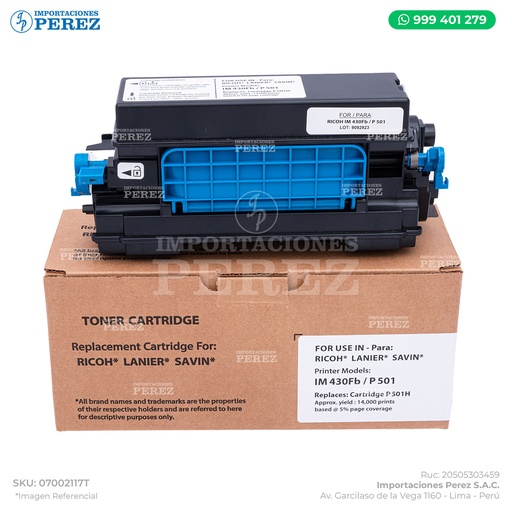 [07002117T] Toner Cartucho Ricoh [Intercopy] IM430 - 14k 
