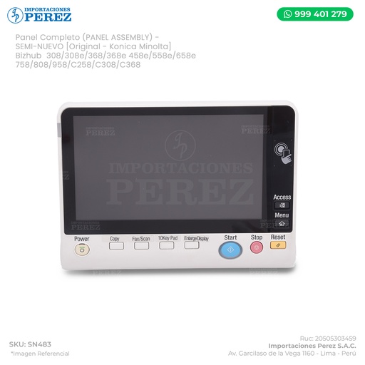 [SN483] Panel Completo (PANEL ASSEMBLY) - SEMI-NUEVO [Original - Konica Minolta]