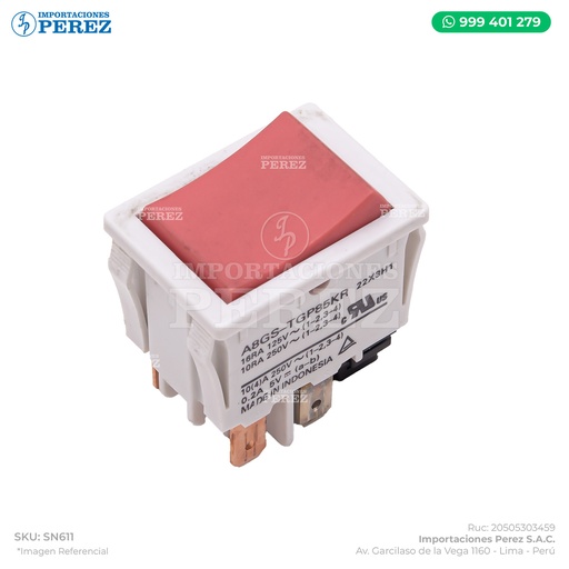 [SN611] Switch/Botón Principal (ROCKER SWITCH: AGS-TGP85KR) - SEMI-NUEVO [Original - Ricoh]