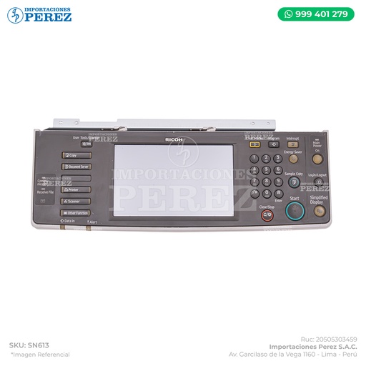 [SN613] Panel Completo 110v (OPERATION SUB-UNIT: OVL-C1: NA: ASSY) - SEMI-NUEVO [Original - Ricoh]